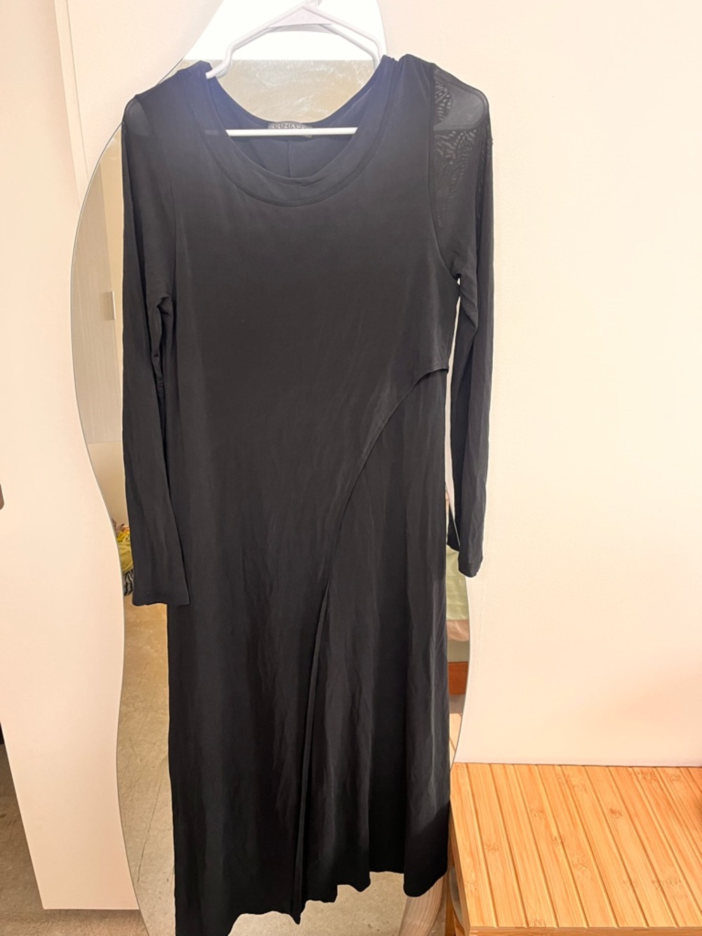 Black Long Sleeve Asymmetric Maxi Dress